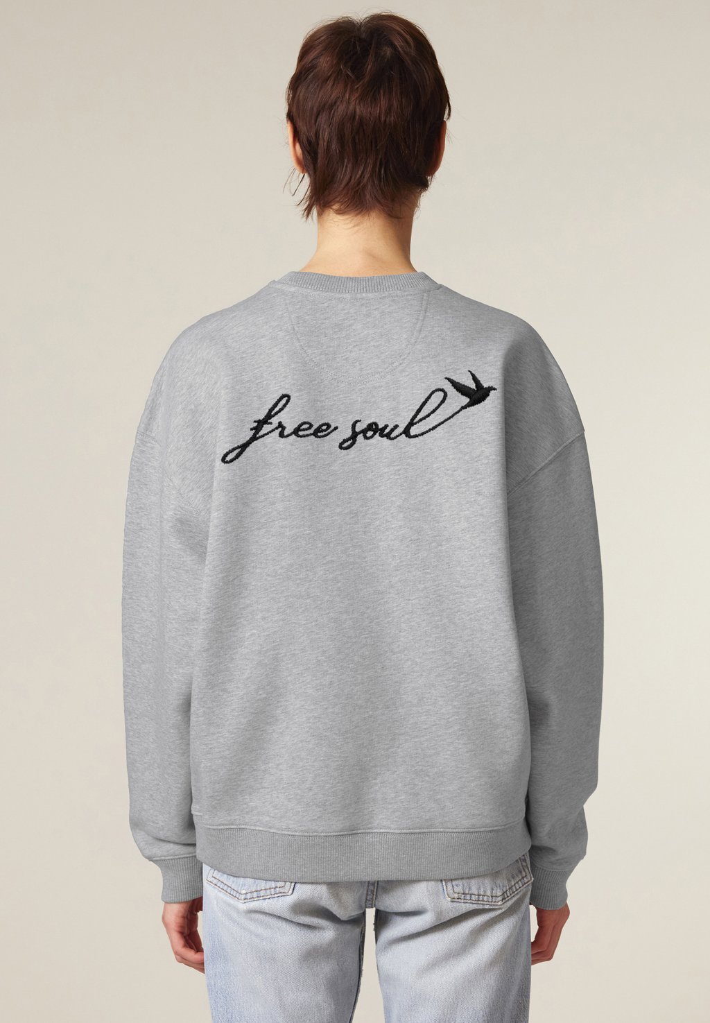 

Толстовка FREE SOUL BACK EMBROIDERY UNISEX Mira Paris, пятнистый серый