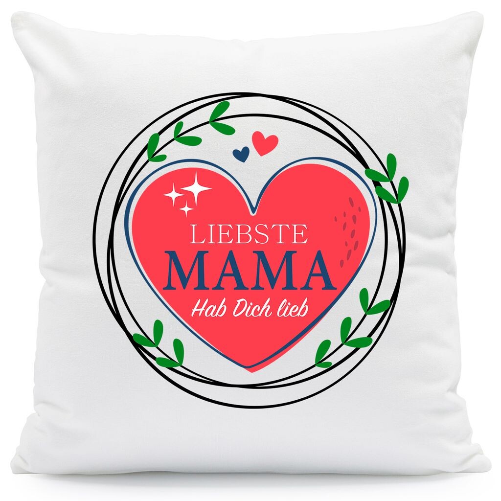 

Подушка с принтом и надписью Dearest Mama Hab Dich Liebe: с наполнителем Gravurzeile