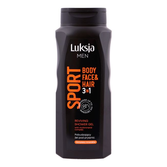 

Мужской спортивный гель для душа для тела, лица и волос Luksja, 500 мл