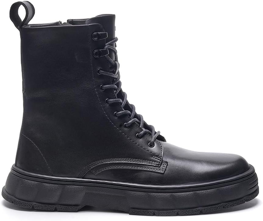 

Мужские кожаные ботинки на шнуровке A. Veer Bastion, Ботинки из премиальной телячьей кожи на шнуровке с амортизирующей кожаной стелькой и прочной резиновой подошвой, черный