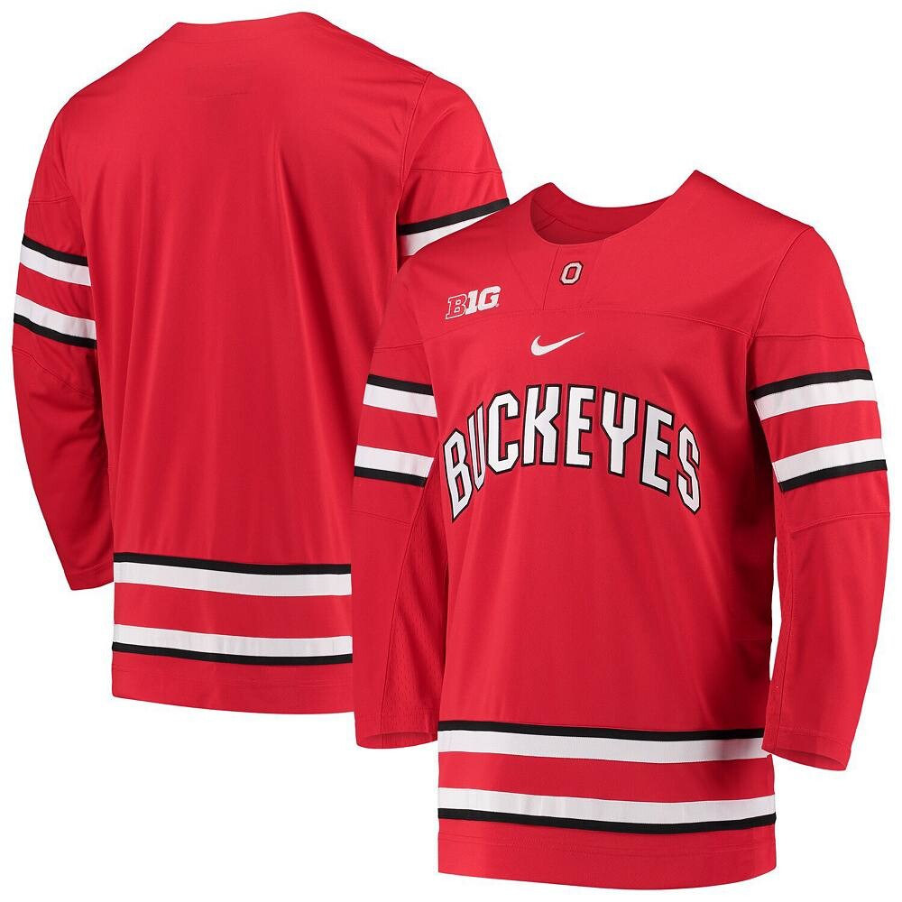 Мужская хоккейная майка Nike Scarlet Ohio State Buckeyes Replica Team, цвет Osu Red — фото 2