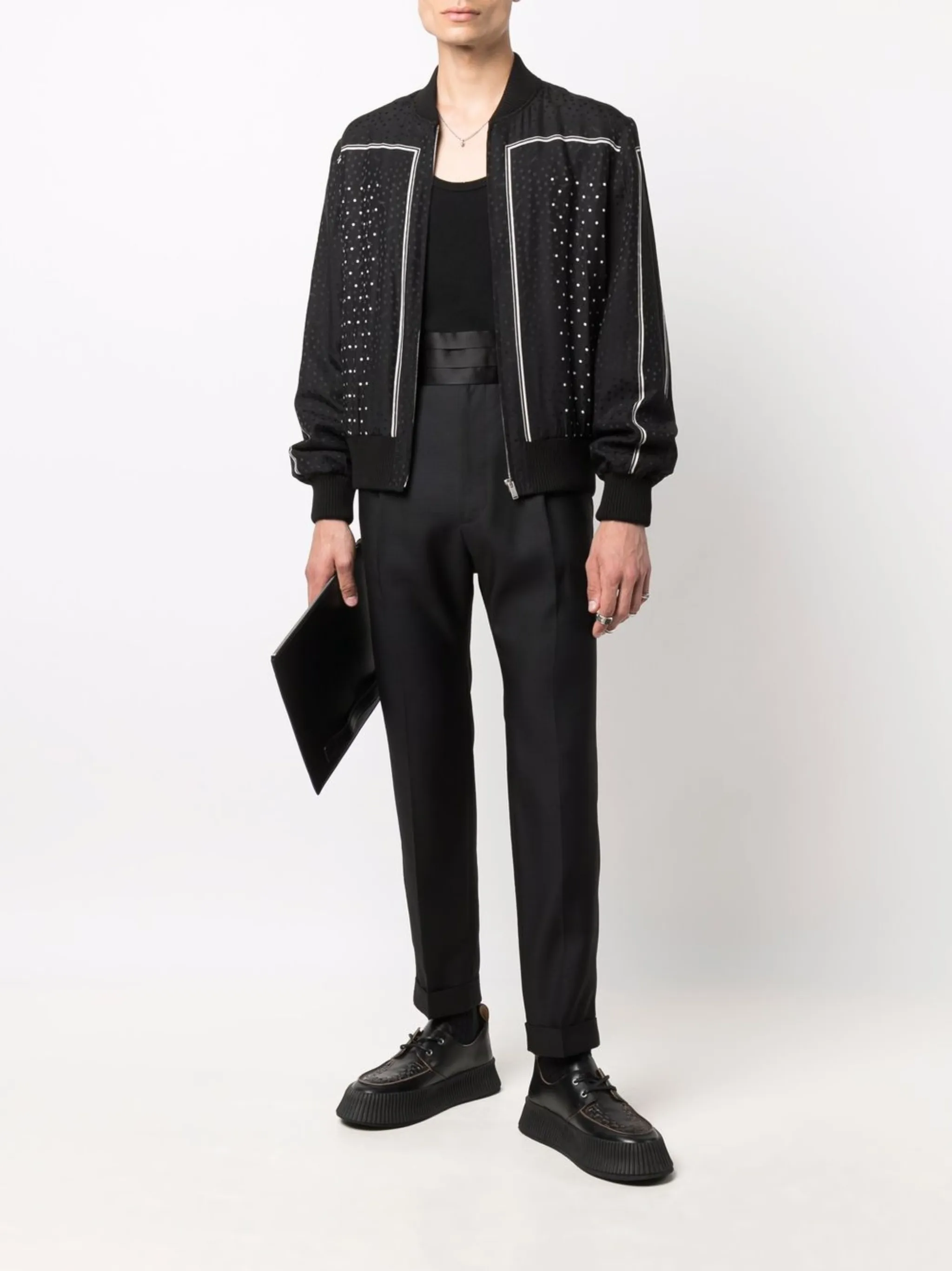 Бомбер с узором в горох Saint Laurent, черный — фото 2