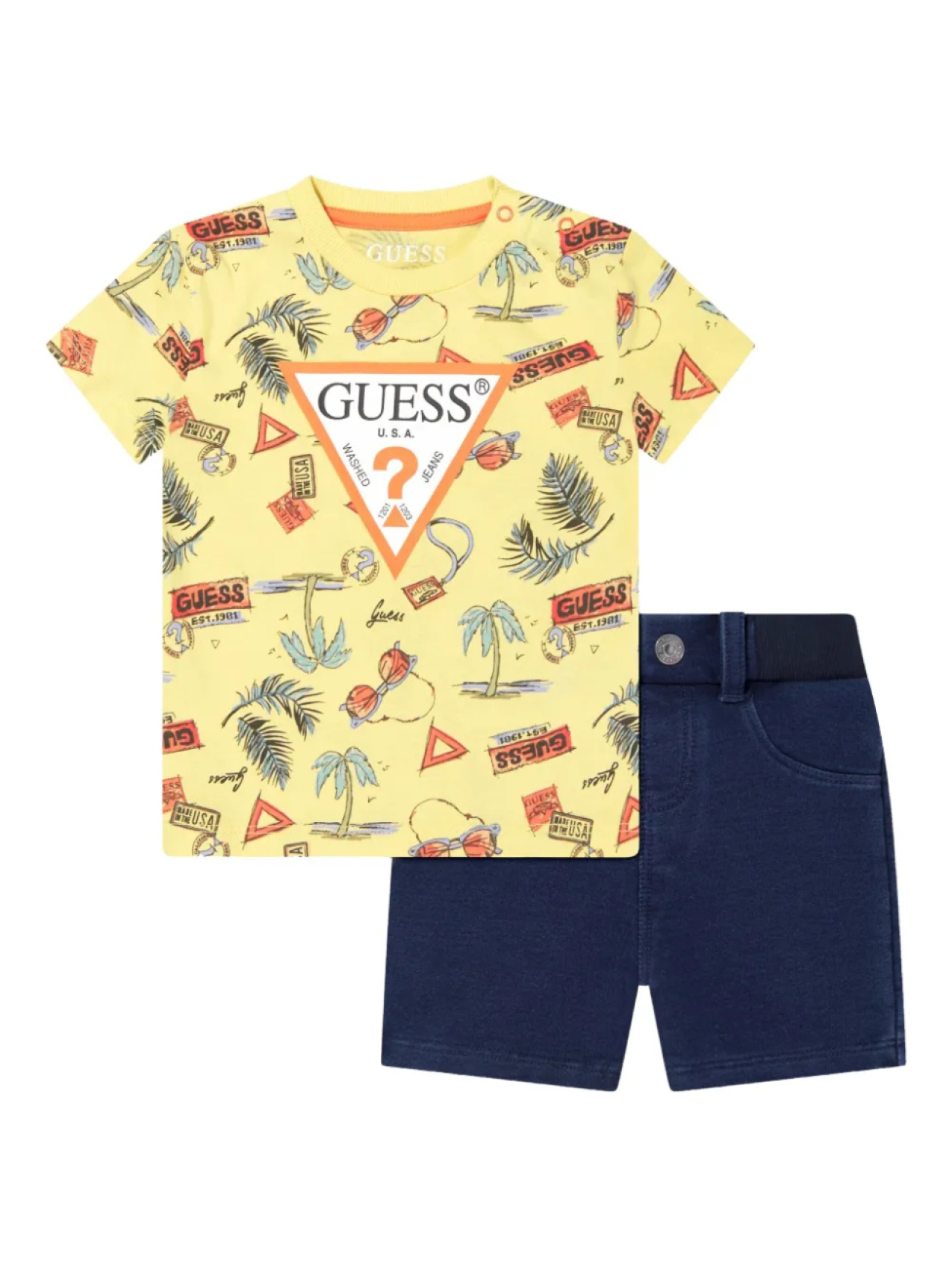 

Guess Kids детский печатный короткий комплект, желтый
