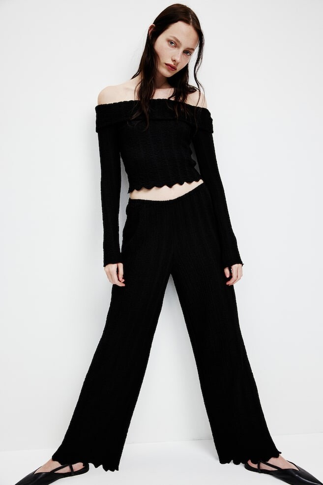 

Широкие брюки из структурированной ткани H&M, черный