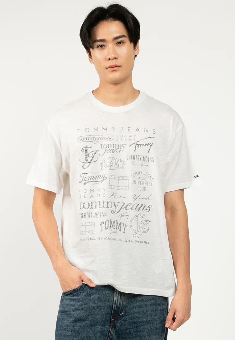 Футболка с принтом, свободный крой, Tommy Jeans Tommy Hilfiger, экрю