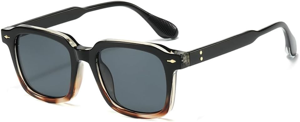 

Мужские солнцезащитные очки в стиле ретро с квадратными заклепками, желто-синие оттенки, защита от ультрафиолета UV400; женские солнцезащитные очки с градиентным переходом цвета WNCKSQ, Black Amber Gray