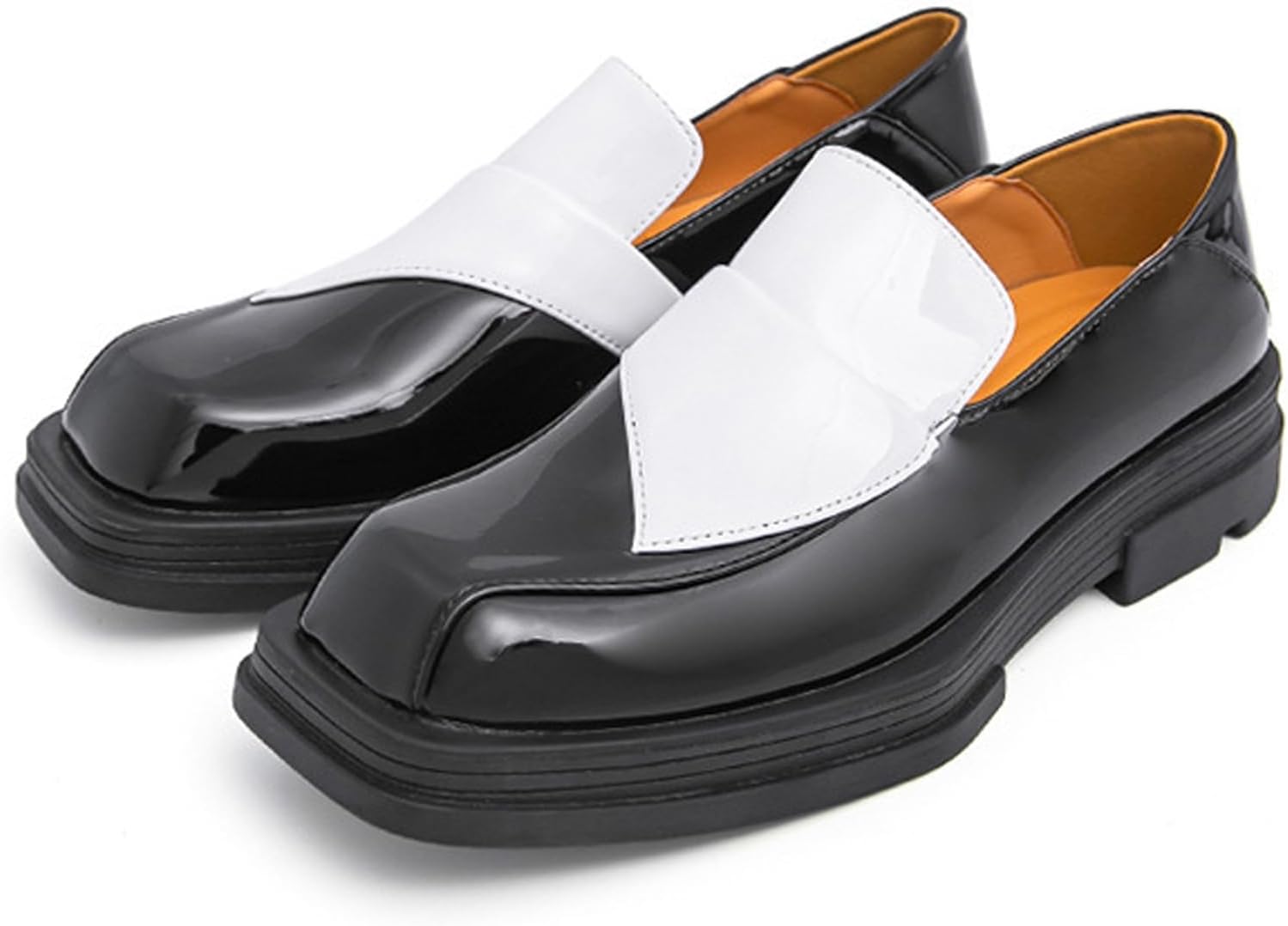 

Мужские лоферы TZNBGGE с квадратным носком на платформе из лакированной кожи, без шнуровки, с массивным каблуком, дышащие и удобные, деловая и повседневная обувь, черный