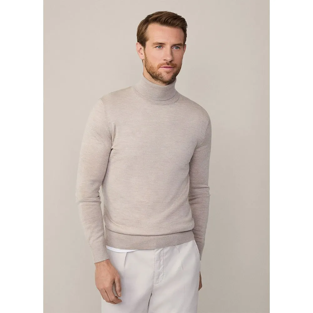 

Свитер Hackett Merino Silk Roll high neck, бежевый