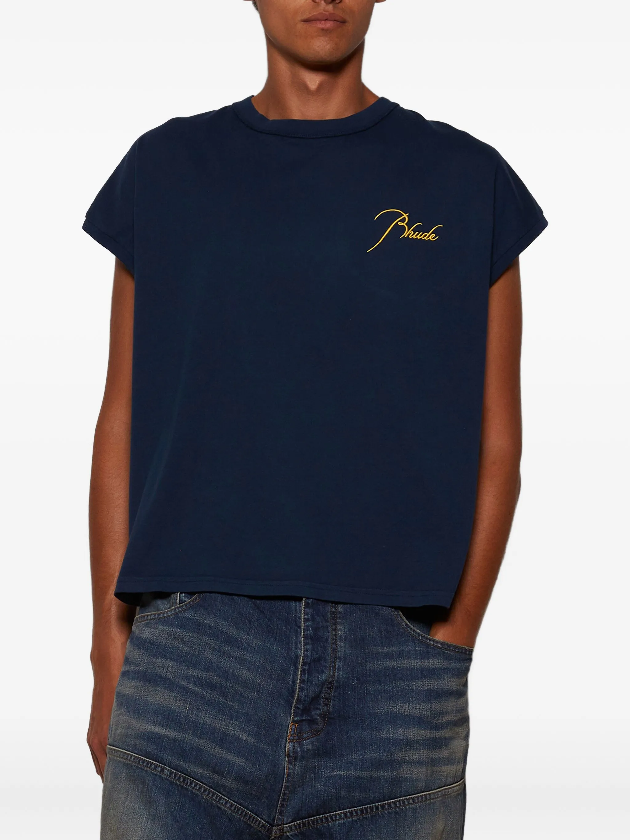 

Футболка с вышитым логотипом Rhude, синий