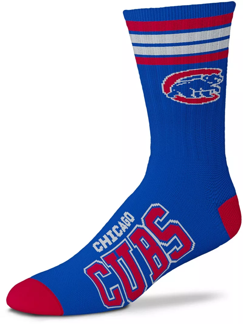 

Синие носки Deuce Crew с 4 полосками для босых ног Chicago Cubs For Bare Feet