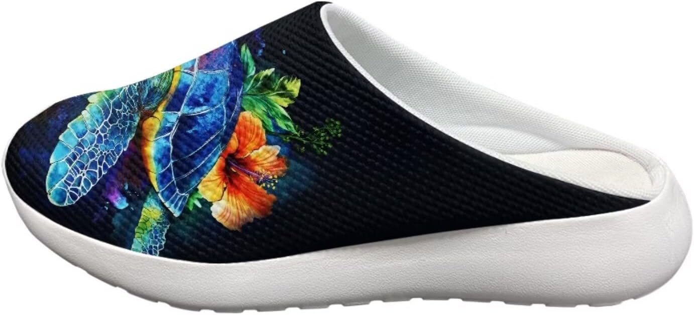 Женские мюли-кроссовки Forchrinse Tropical Hibiscus Palm с сеткой, легкие и дышащие, для прогулок, Sea Turtle Hawaiian Hibiscus — фото 3