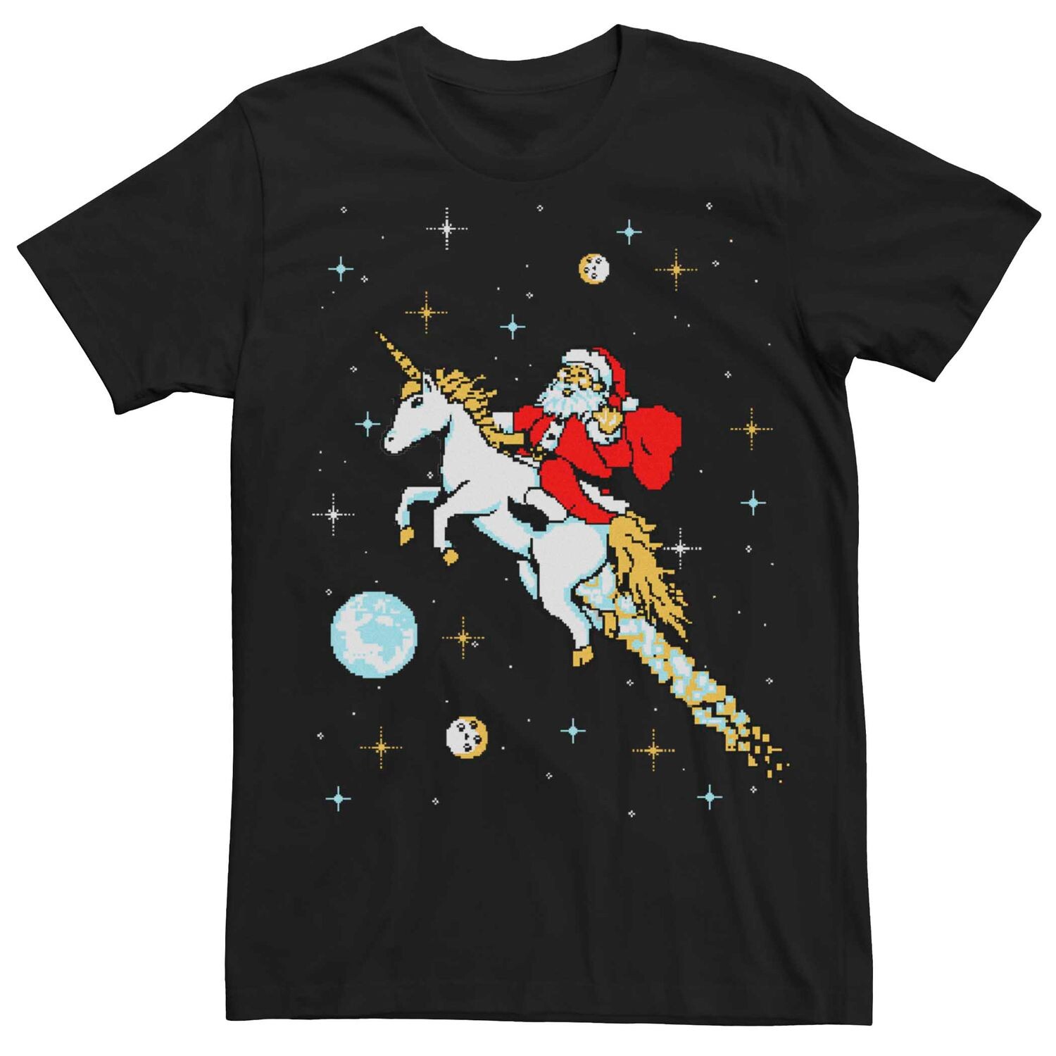 

Мужская футболка с рисунком Santa Space Unicorn Ride Licensed Character
