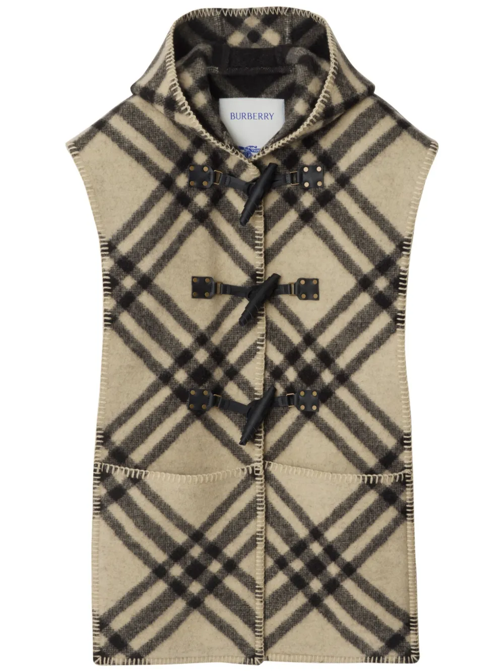 

Шерстяной кейп в клетку BURBERRY, нейтральный