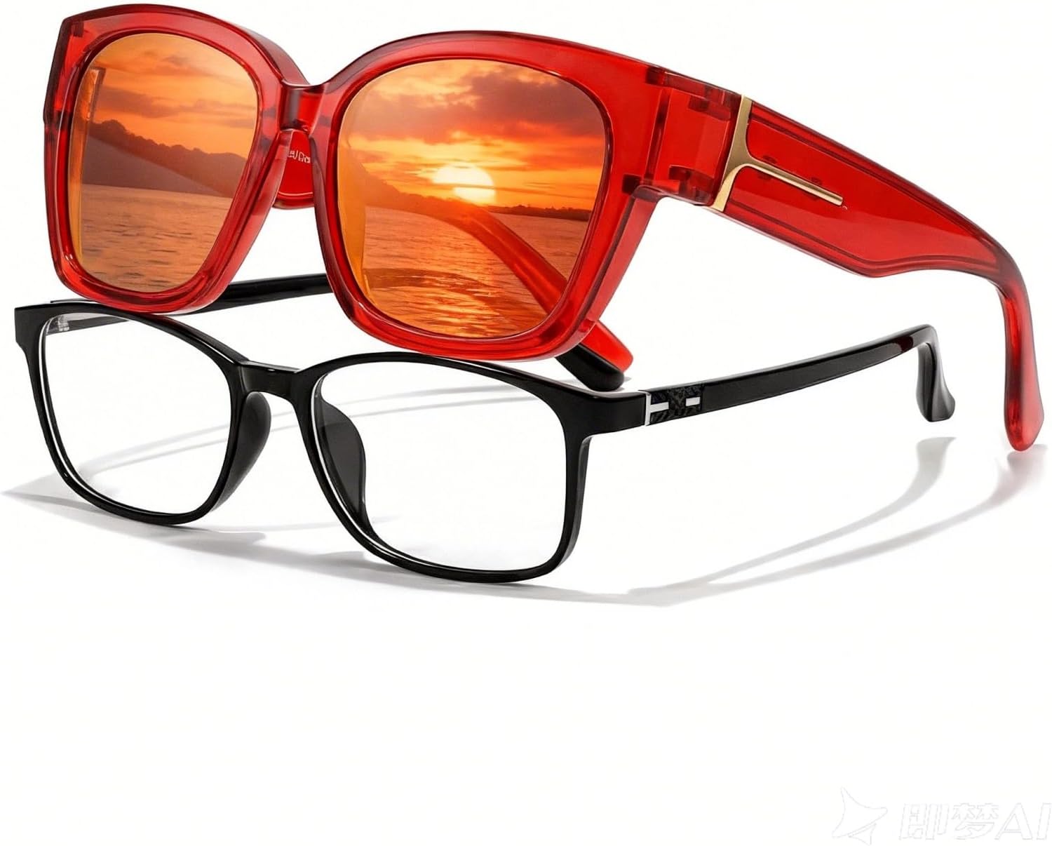 

Солнцезащитные очки Chicid Mirrored Fit Over Sunglasses для женщин и мужчин, поляризованные, увеличенного квадратного размера, с защитой от УФ-излучения, A04 Red Frame/Red Mirrored Lens