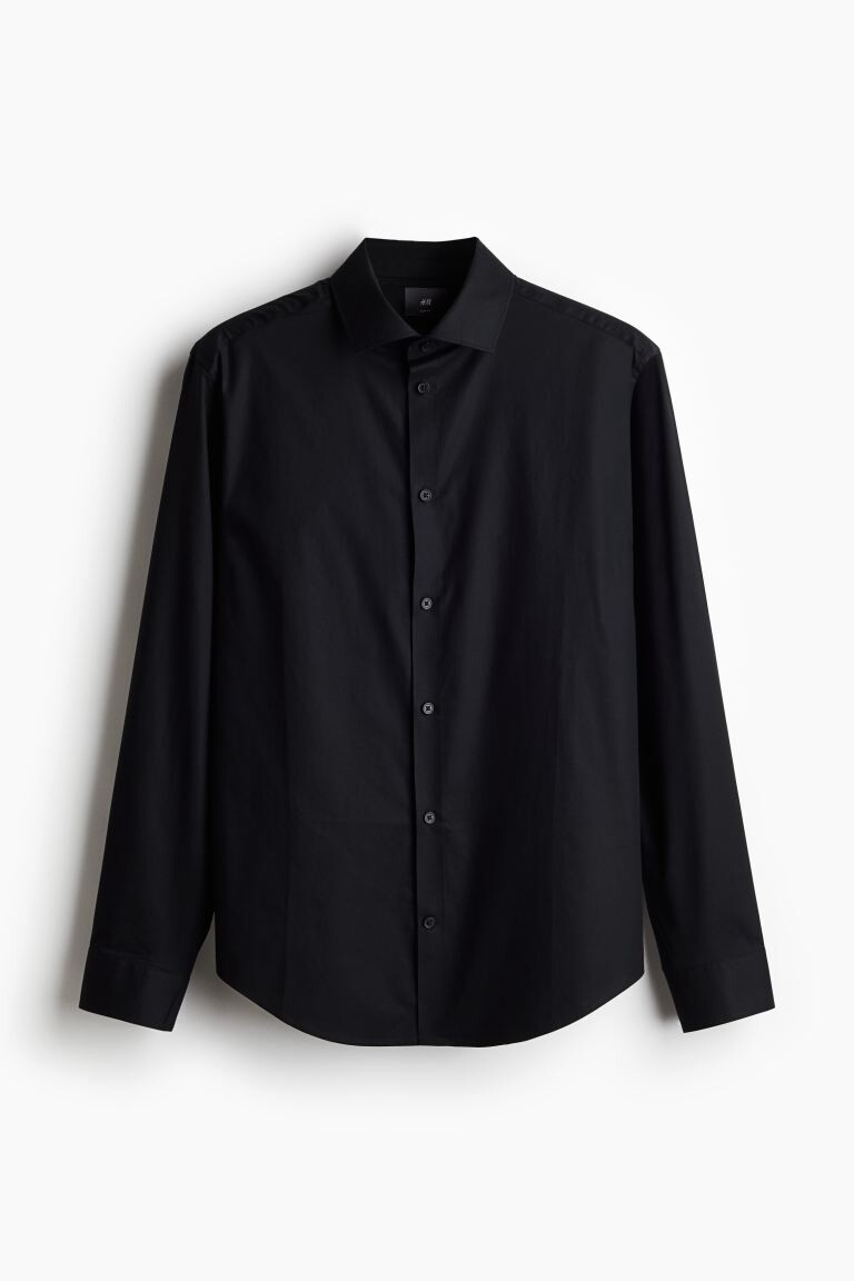 

Рубашка узкого кроя H&M, черный