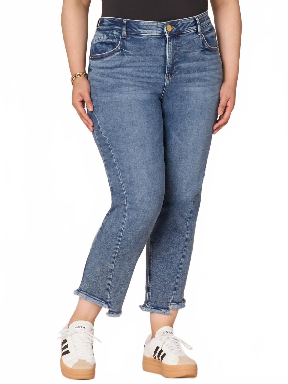 

Женские джинсы прямого кроя с высокой посадкой и вставками по низу, из денима Democracy, denim