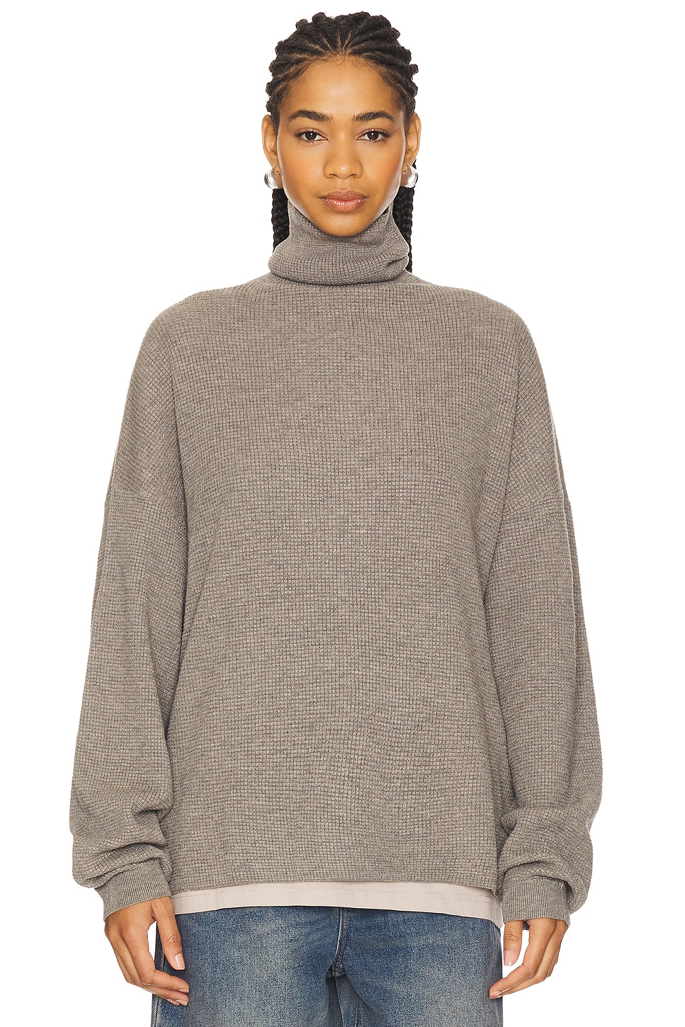 

Свитер с воротником-гольф Fear Of God Essentials, heather gray