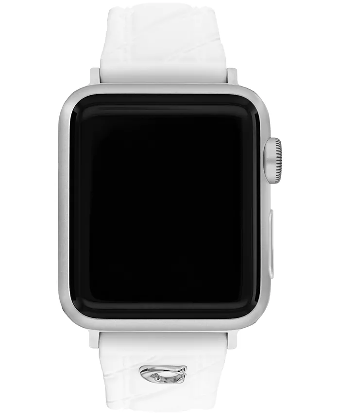

Женский стеганый белый силиконовый ремешок для Apple Watch 38mm, 40mm, 41mm COACH