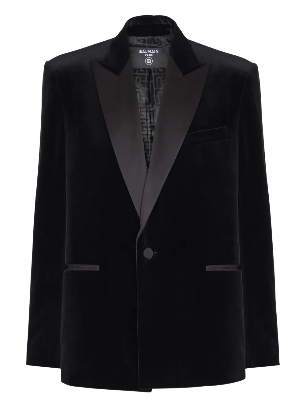 

Однобортный бархатный пиджак Balmain, черный