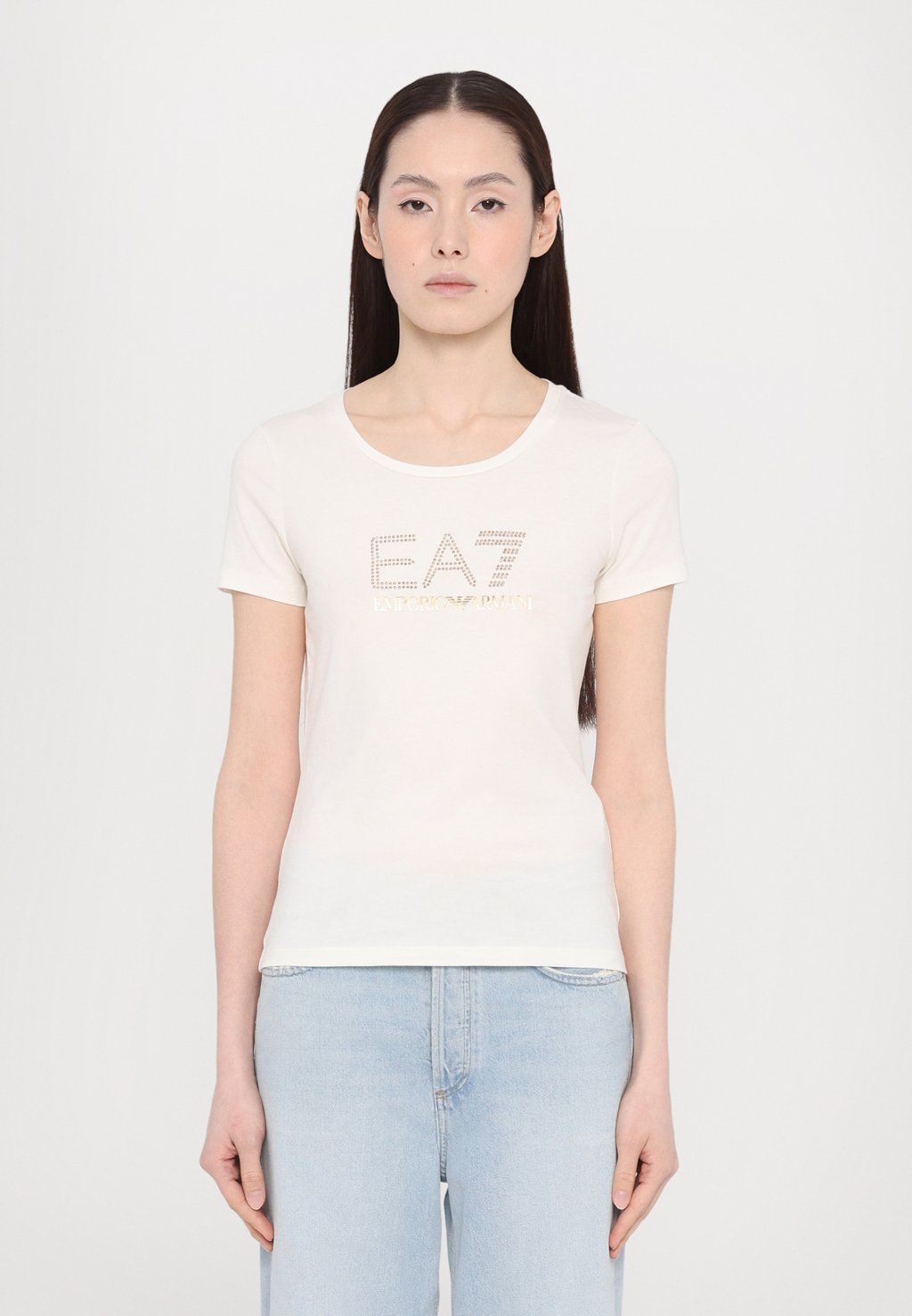 

Футболка с принтом EA7 Emporio Armani, деним