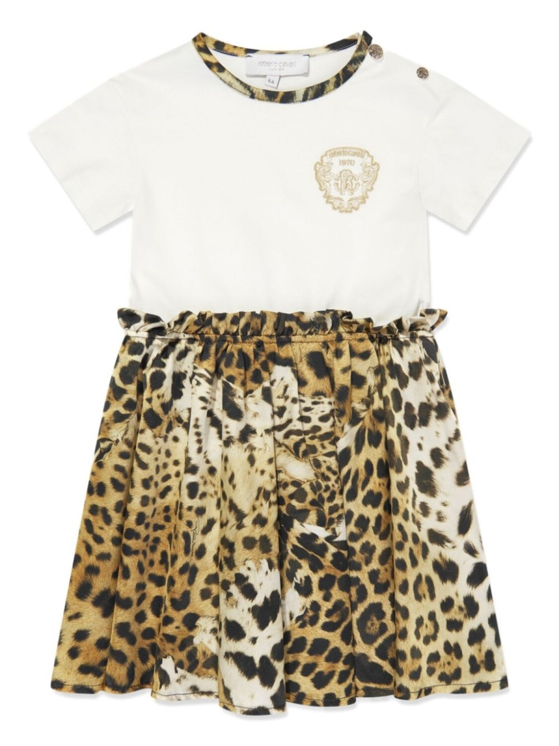 

Платье с вышитым логотипом и принтом Roberto Cavalli Junior, белый