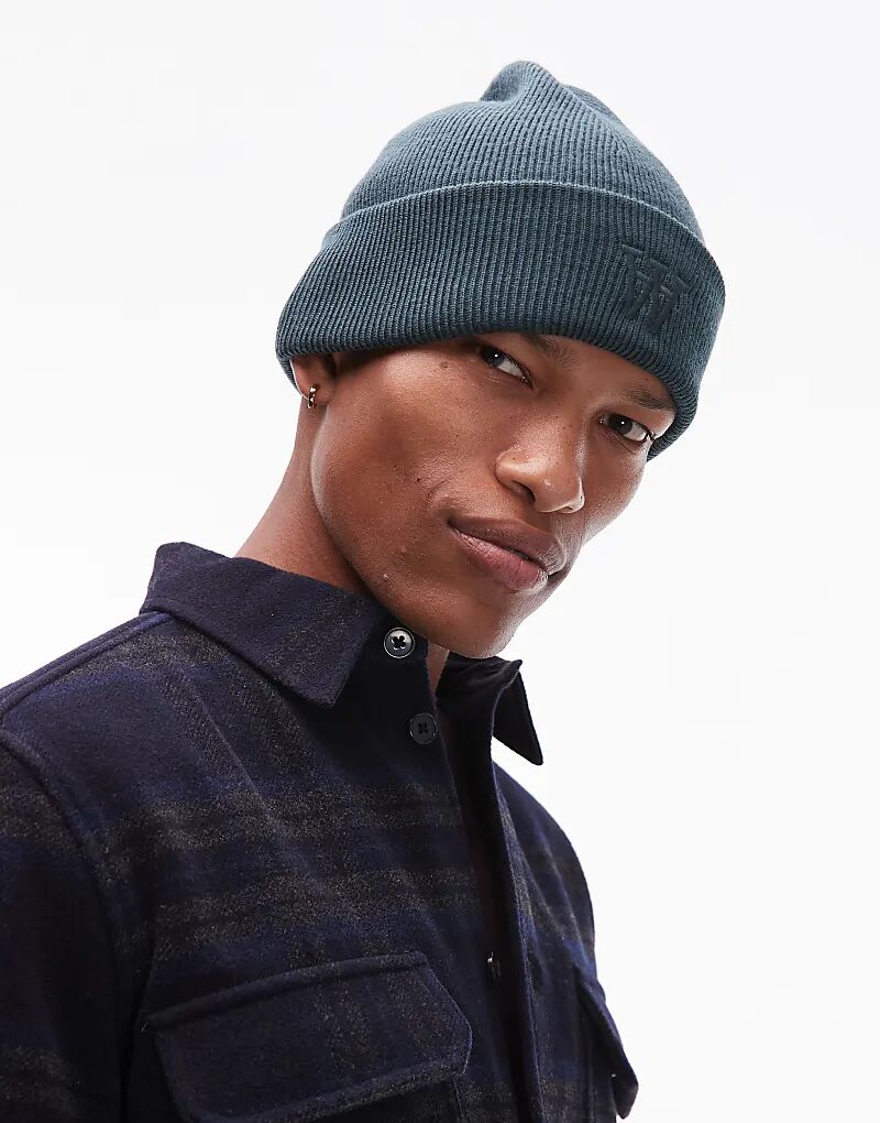 

Вязаная шапочка Double A By Wood Preston с логотипом из шерстяной смеси зеленого цвета