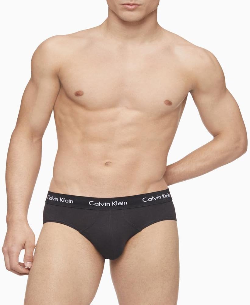 Комплект из 3 мужских трусов-брифов Calvin Klein из хлопка и эластичного материала, 1 Black/ 1 Blue Shadow/ 1 Cobalt Water — фото 2
