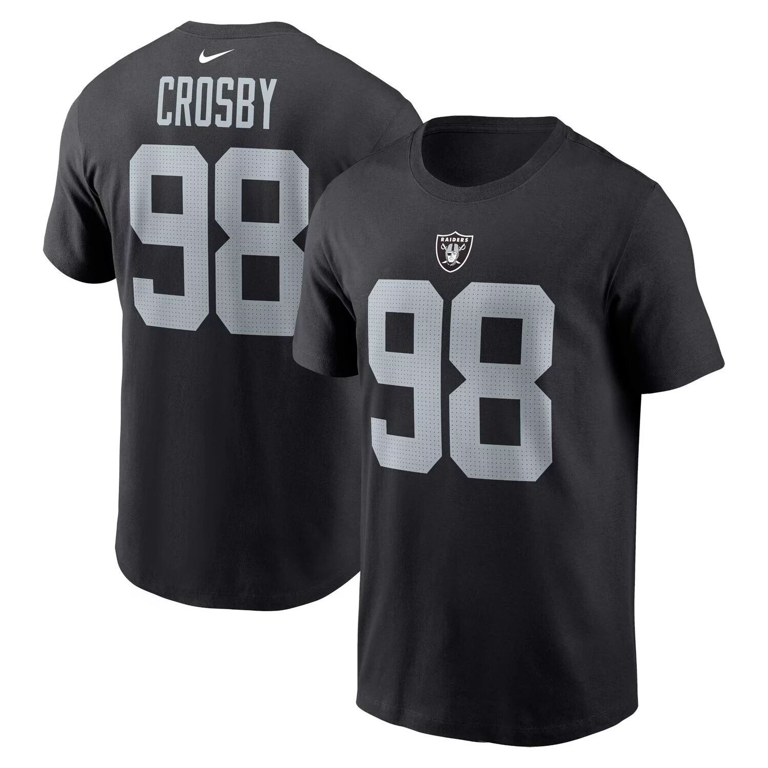 Мужская черная футболка с именем и номером игрока Nike Maxx Crosby Las Vegas Raiders — фото 4
