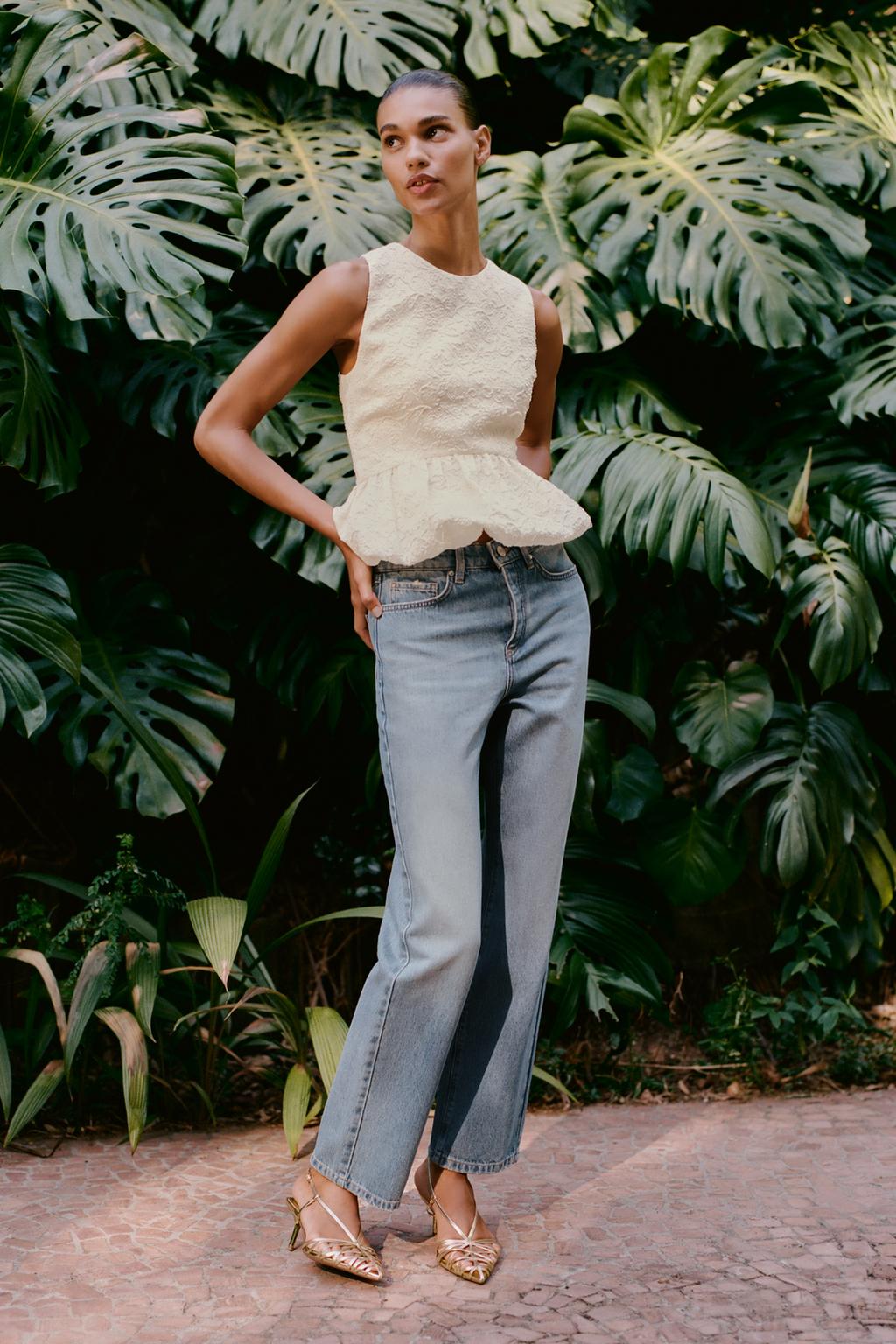 

Z1975 узкие джинсы со средней талией ZARA, средне-синий