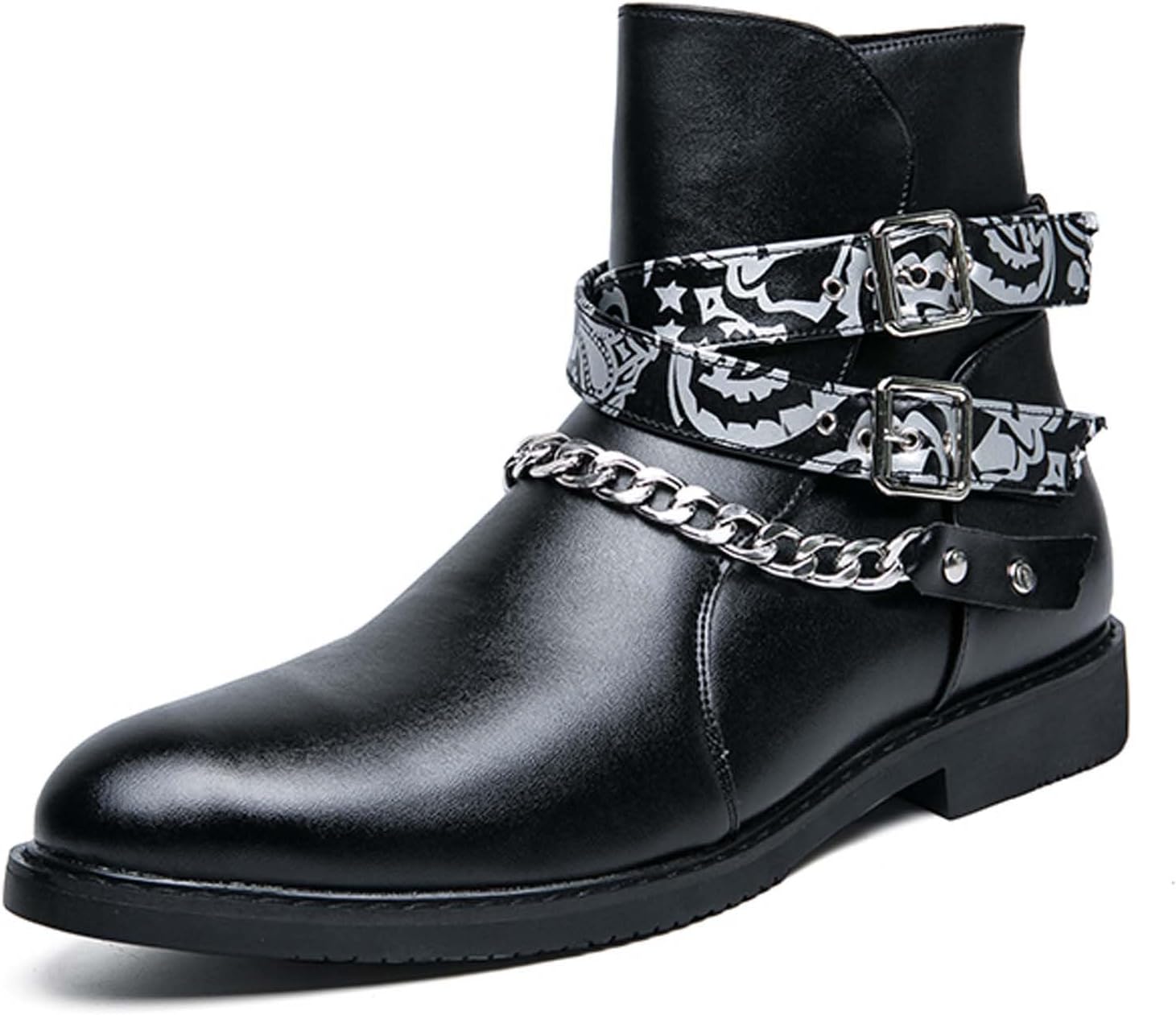 

Мужские ботинки челси, городская повседневная обувь для подростков, классические ботинки для офиса, банкета, униформы, рок-вечеринки, панка, ковбойские кожаные сапоги Generic, черный
