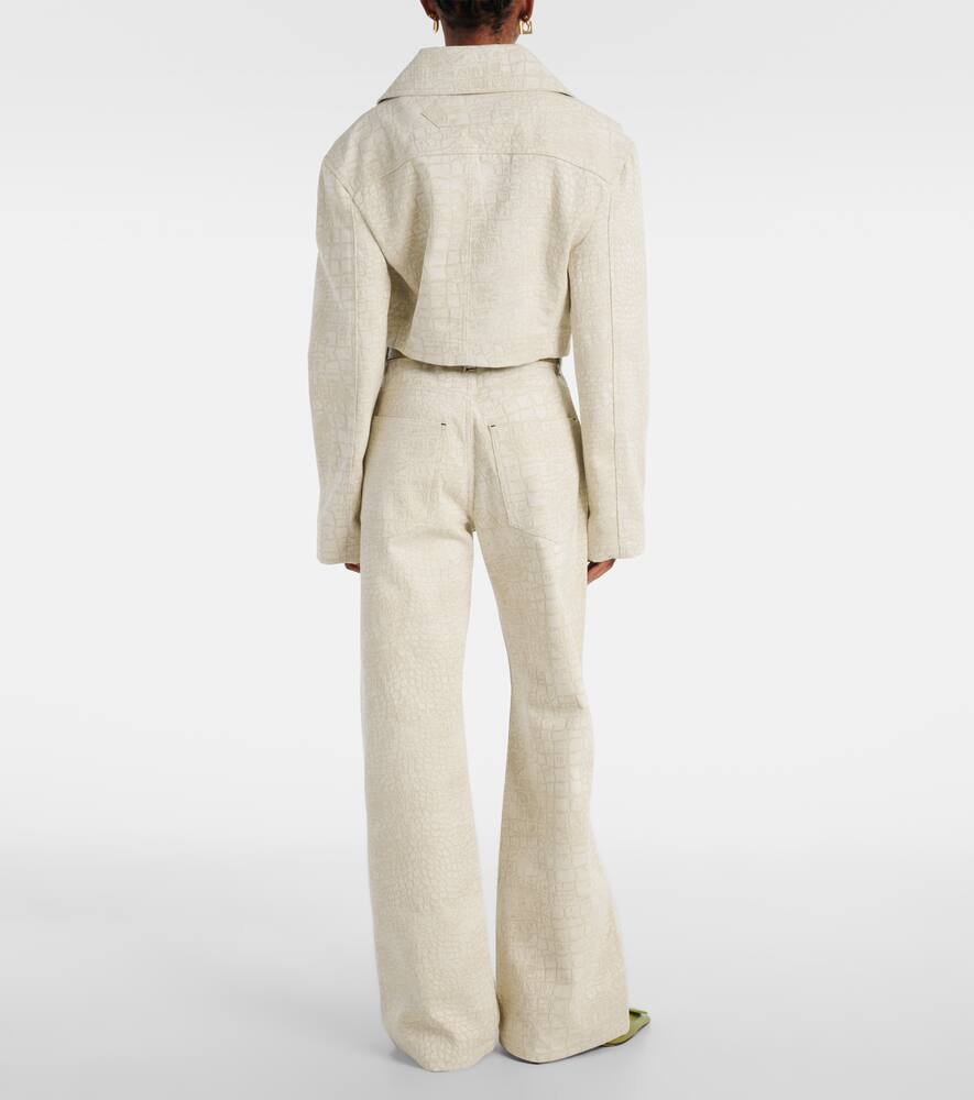 Марино деним куртка с эффектом крокодиловой кожи Jacquemus, Croco Beige — фото 3