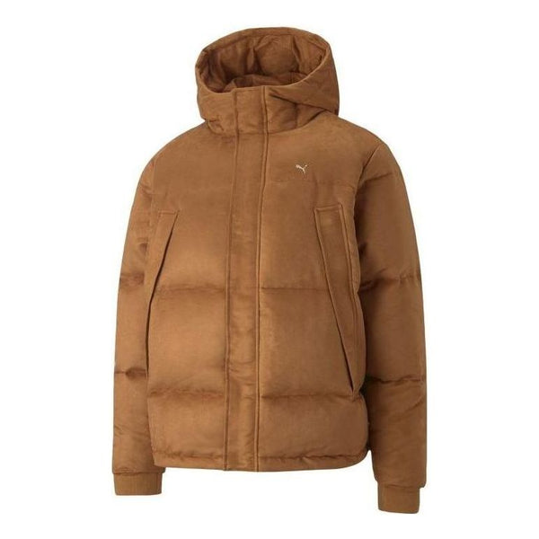 

Куртка logo mmq faux leather down jacket 'brown' Puma, коричневый