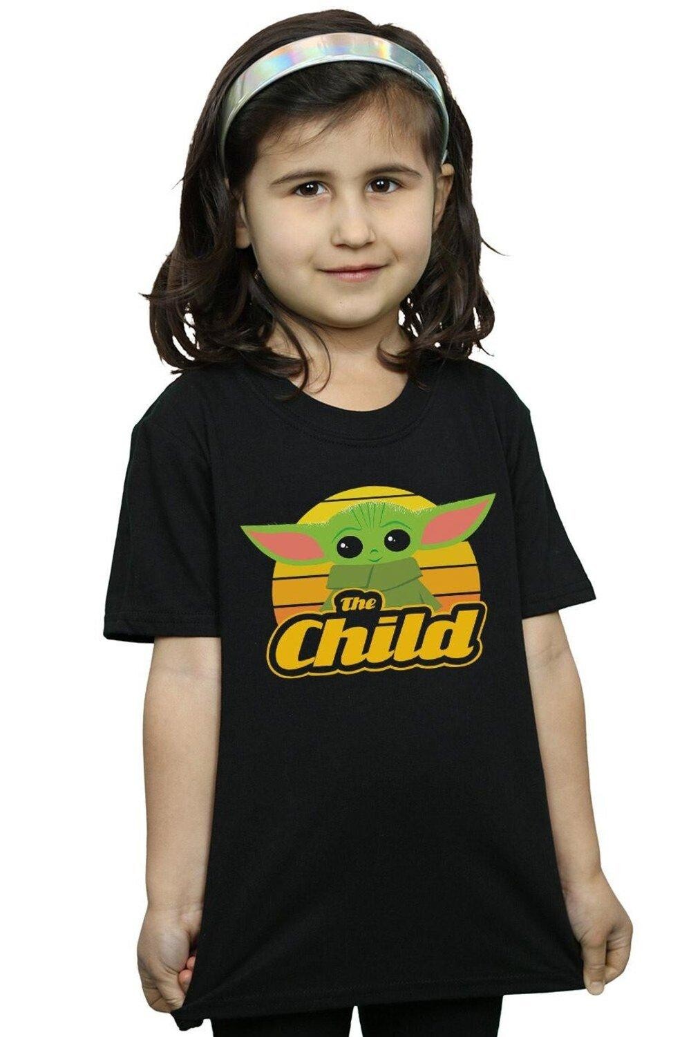 

Хлопковая футболка в стиле ретро The Mandalorian The Child Star Wars, черный