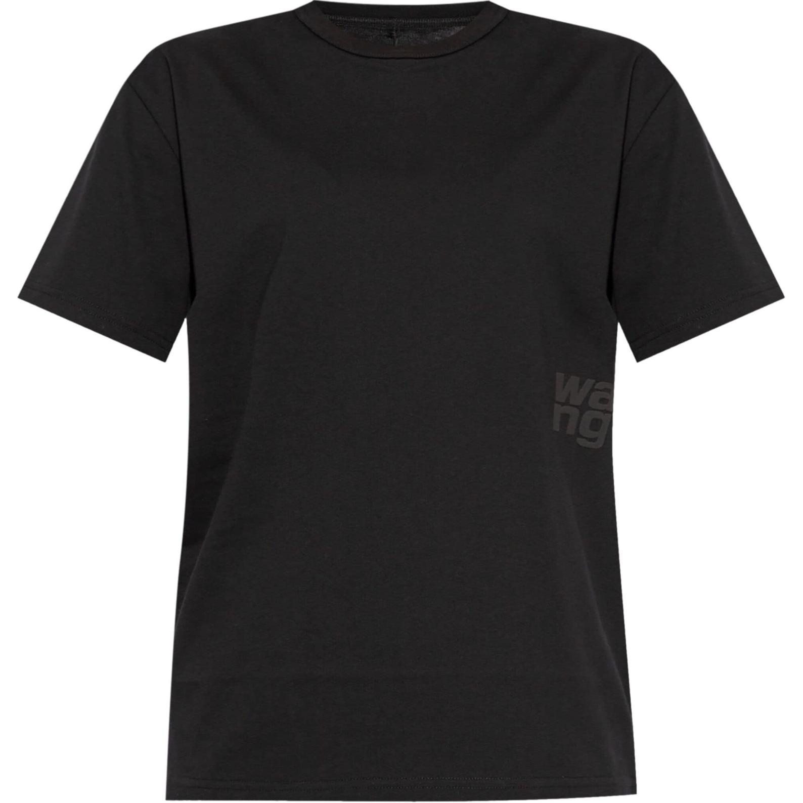 Футболка хлопковая с принтом логотипа Alexander Wang, черная — фото 2