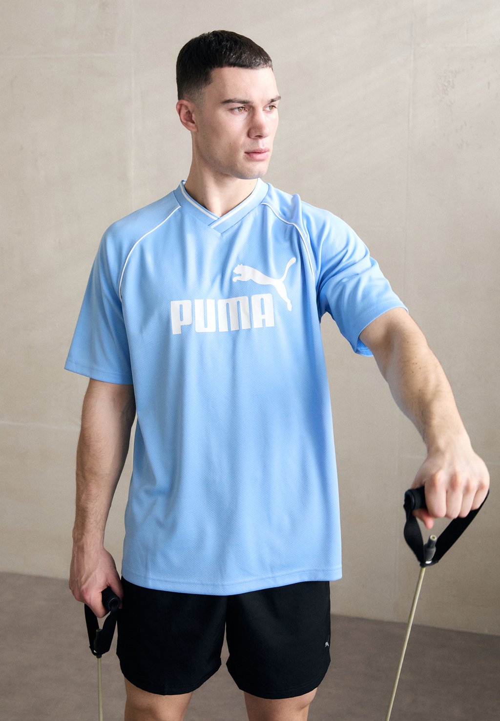 

Футболка с принтом COLLARED FOOTBALL Puma, светло-голубой