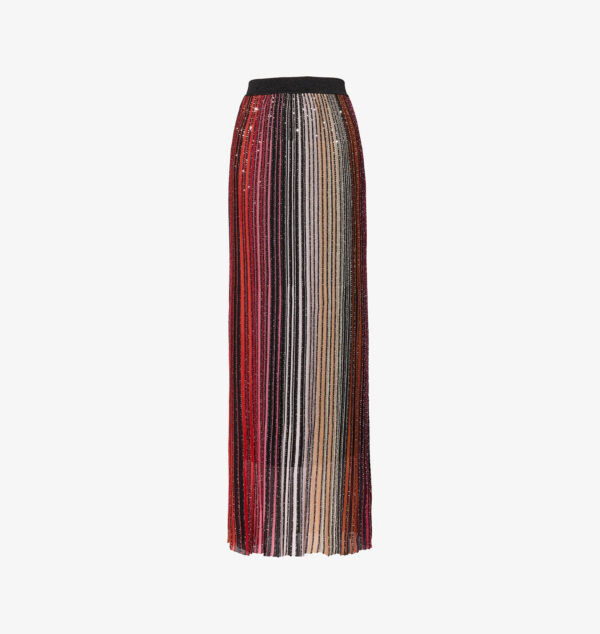 

Полосатая трикотажная юбка макси с металлическим переплетением Missoni, черный