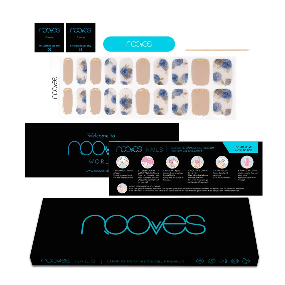 Лак для ногтей Láminas de uñas de gel elegant floral premium luxe #metallic Nooves, 20 шт. — фото 2