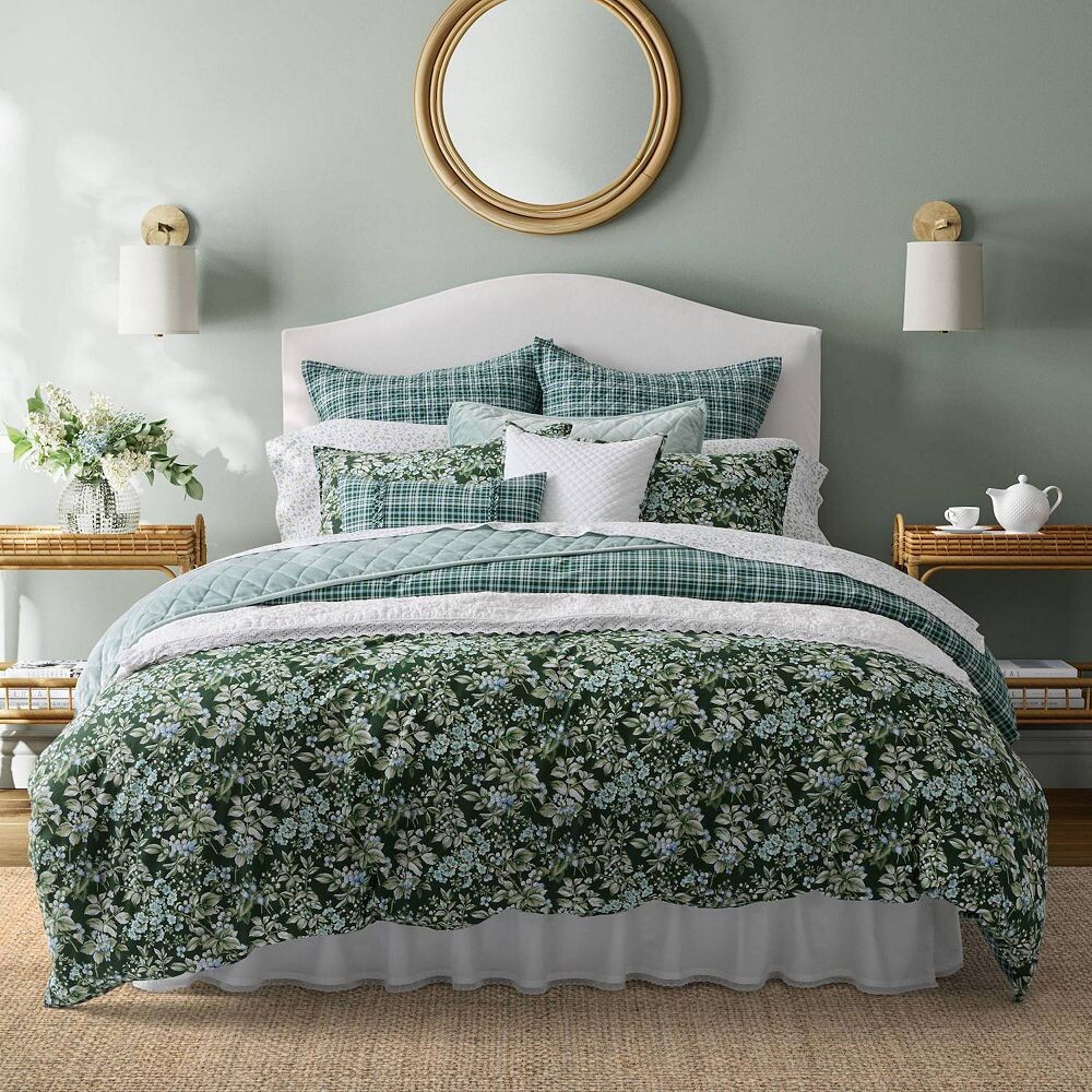 

Комплект одеял Laura Ashley Bramble с цветочным принтом из 7 предметов, зеленый