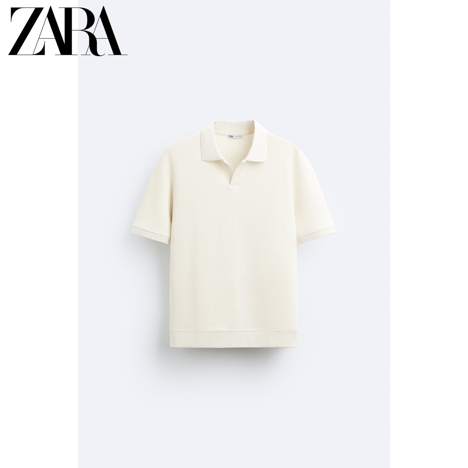 

Рубашка-поло мужская Zara с короткими рукавами, белый