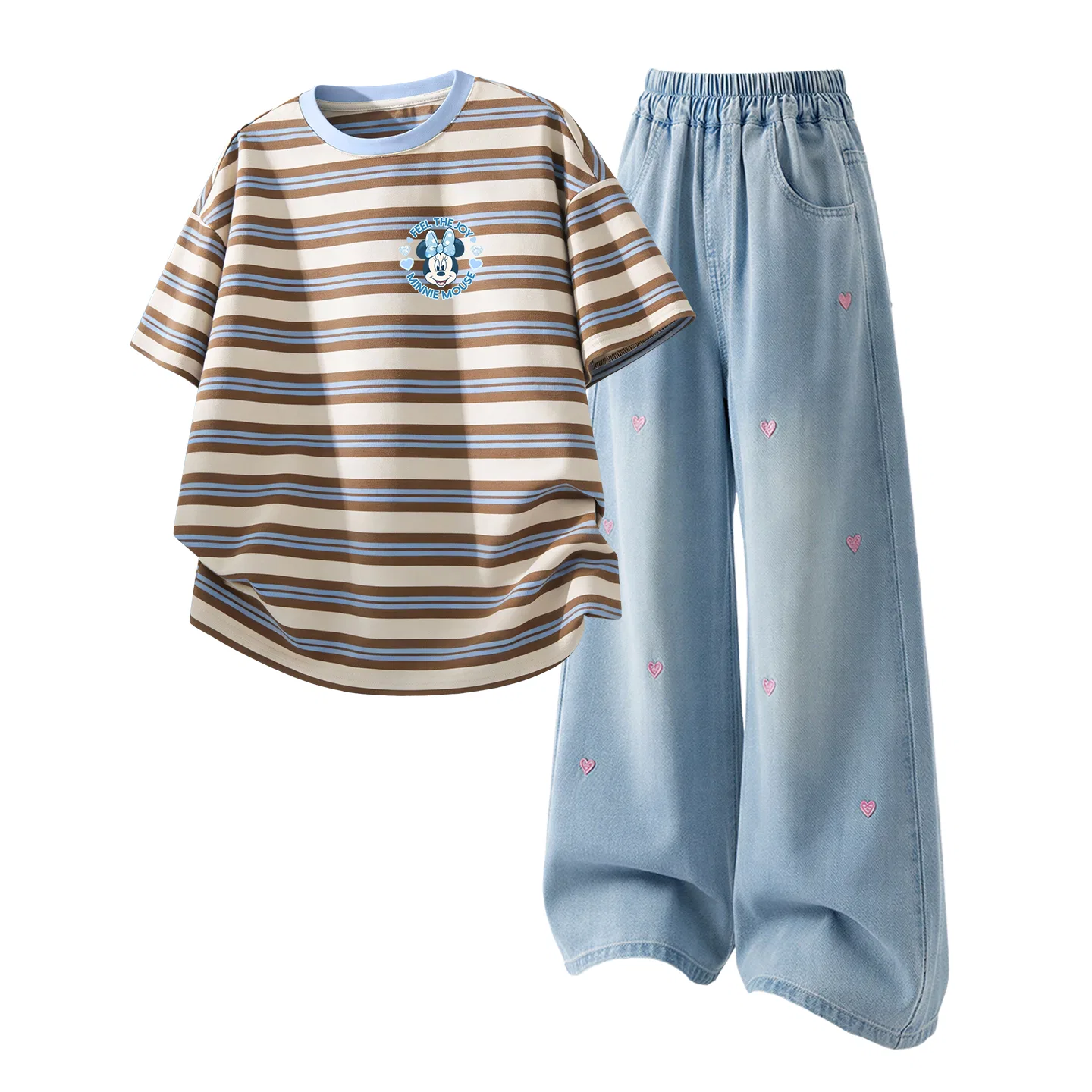Детский спортивный костюм Casual Sportswear 2 Piece Set Disney, Dihui Heart K Blue Coffee+Solid Color Denim Light Blue