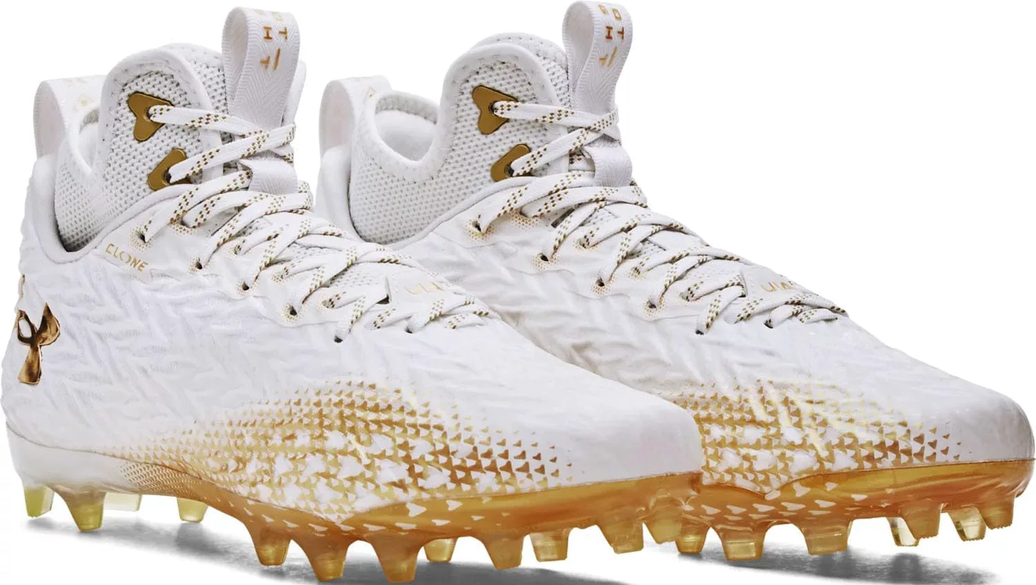 Футбольные бутсы Under Armour Men's Spotlight Clone 3, белый/металлик золотой — фото 2