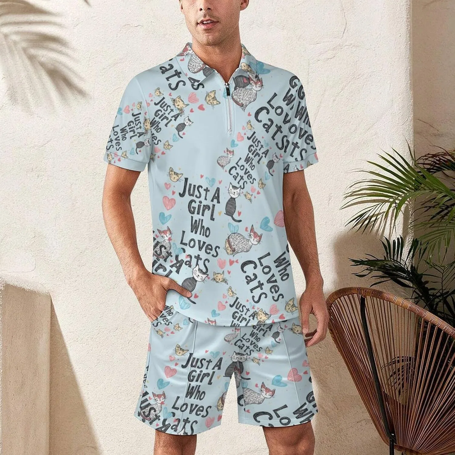 Мужской спортивный костюм с поло и шортами, бренд Generic, стиль Style — фото 2