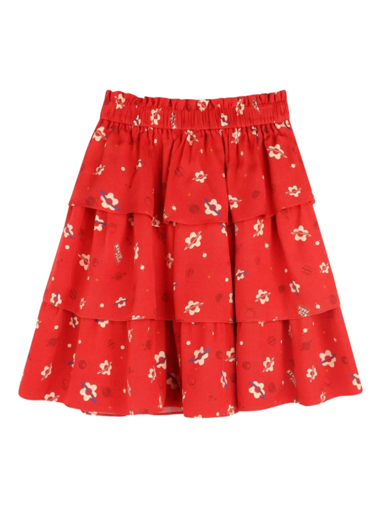 

Kenzo Kids юбка с оборками и цветочным принтом, красный