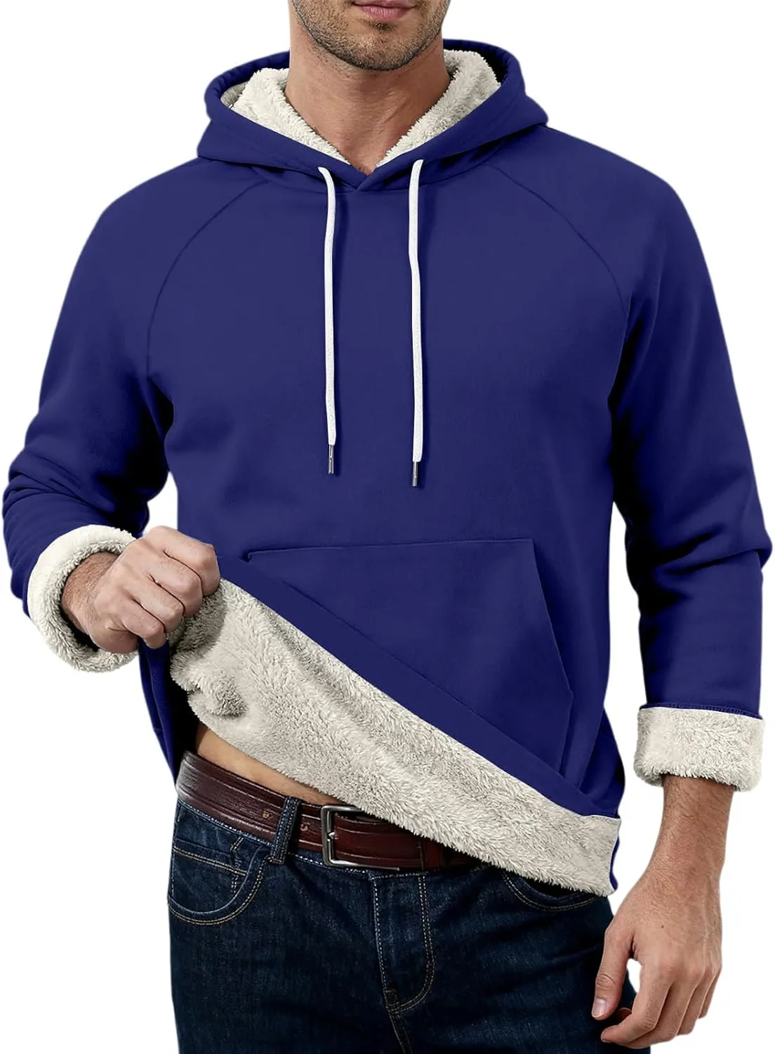 

Мужской худи с длинным рукавом реглан, утепленный флисом