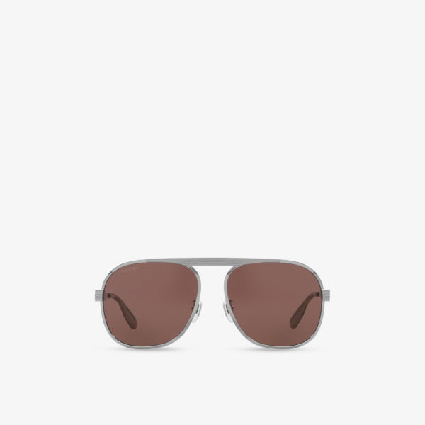 

GG1514S пилотские металлические очки с рамкой Gucci, серебряный