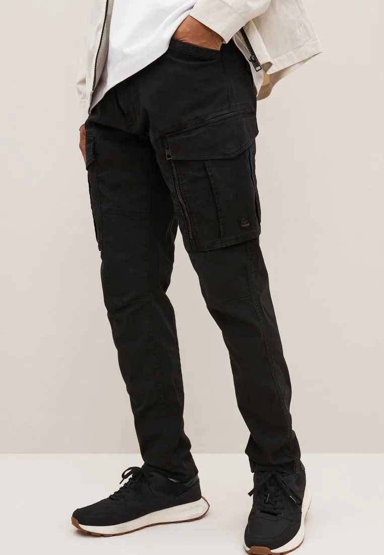 Брюки карго, зауженные, на молнии, Slim Fit Next, черный — фото 3
