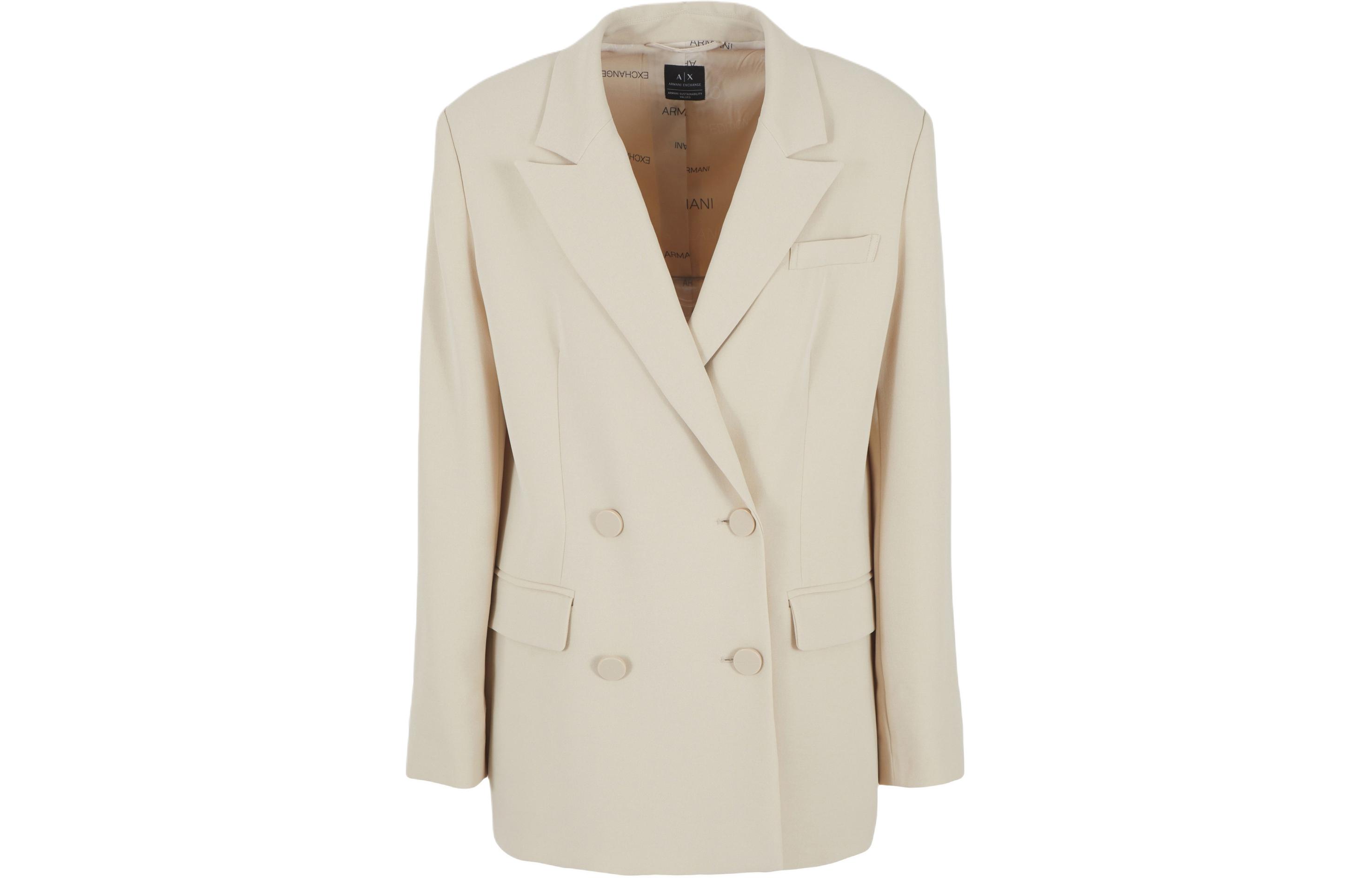

Пиджак с логотипом и двойной застежкой ARMANI EXCHANGE, бежевый