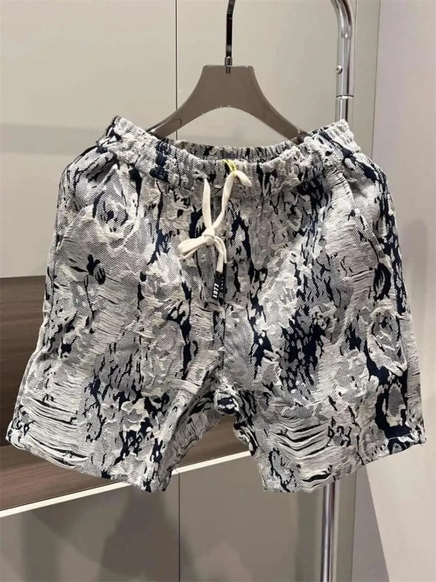 Мужские шорты Casual с принтом Tie Dye, эластичным поясом и карманами — фото 2