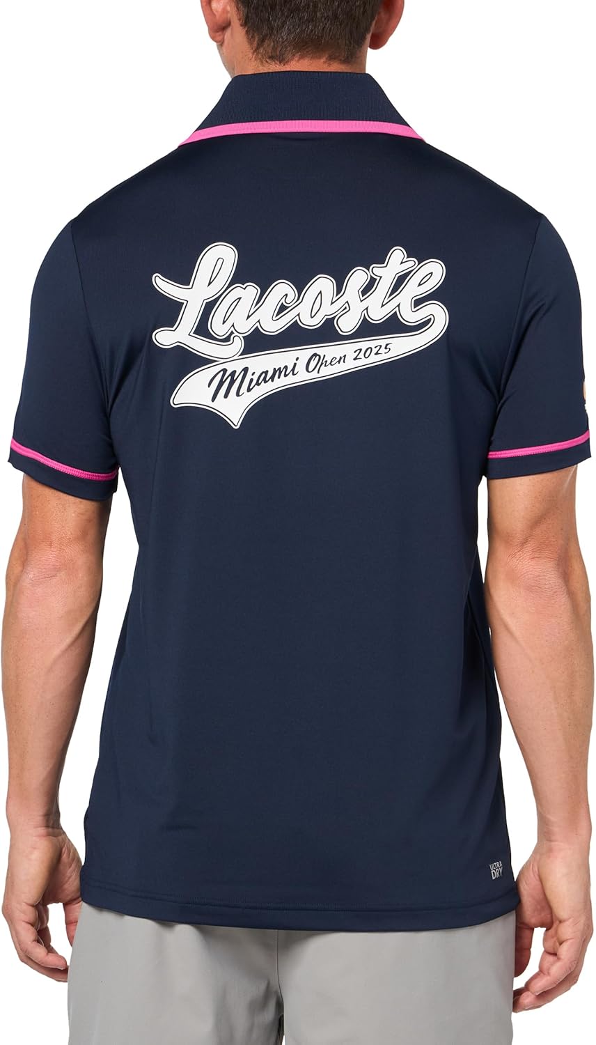 Мужская спортивная теннисная рубашка-поло Lacoste Regular Fit Miami Open Color Block, Navy Blue — фото 2