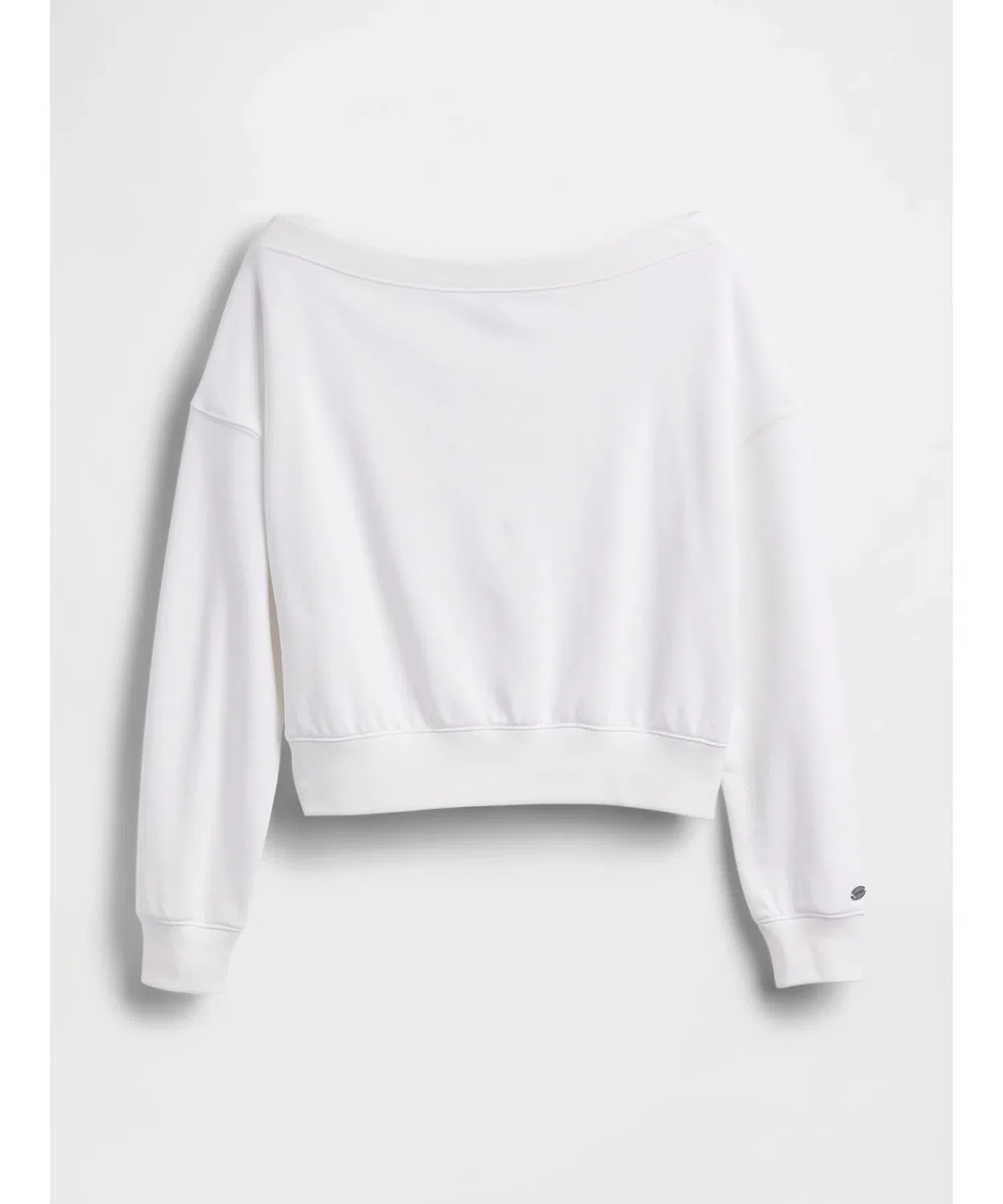 Свитшот оверсайз Gap Premium Soft French Terry с открытым вырезом, укороченный, черный — фото 4